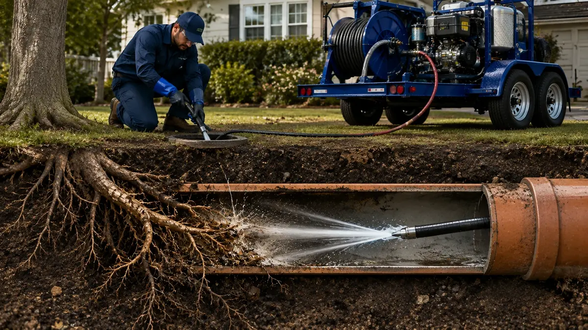 Tree Root Removal with Hydro Jetting in Bradley